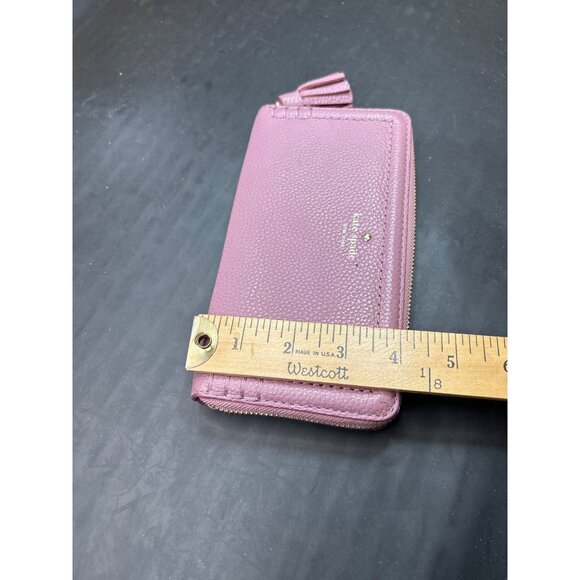 KATE SPADE Pebbled Leather Zip Around Wallet In Lilac Purple With Tassel Gold Ha - Picture 6 of 10